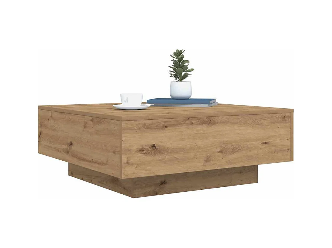 Table Basse chêne artisanal 80 x 80 x 31 cm Bois d'ingénierie