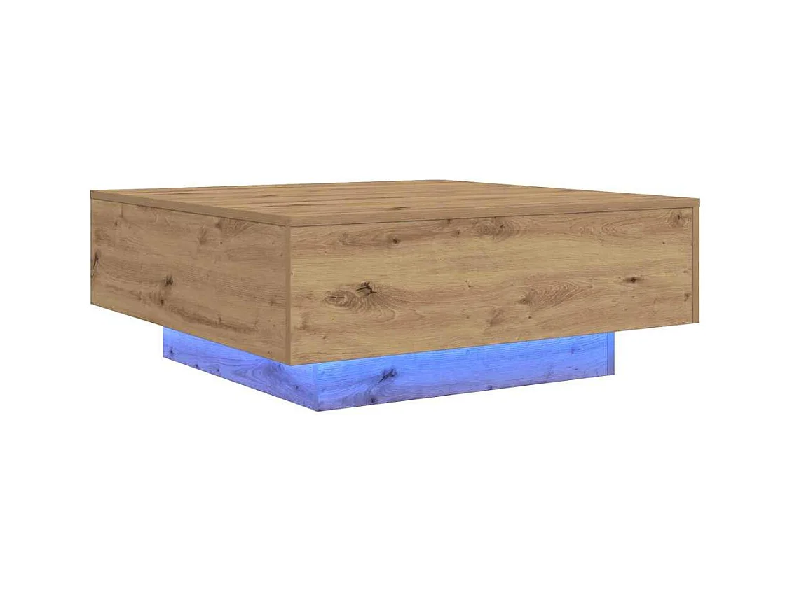 Table Basse chêne artisanal 80 x 80 x 31 cm Bois d'ingénierie