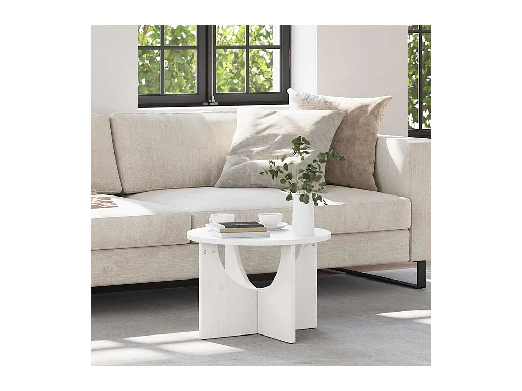 Table basse Blanc 50 x 50 x 35 cm Bois massif en pin