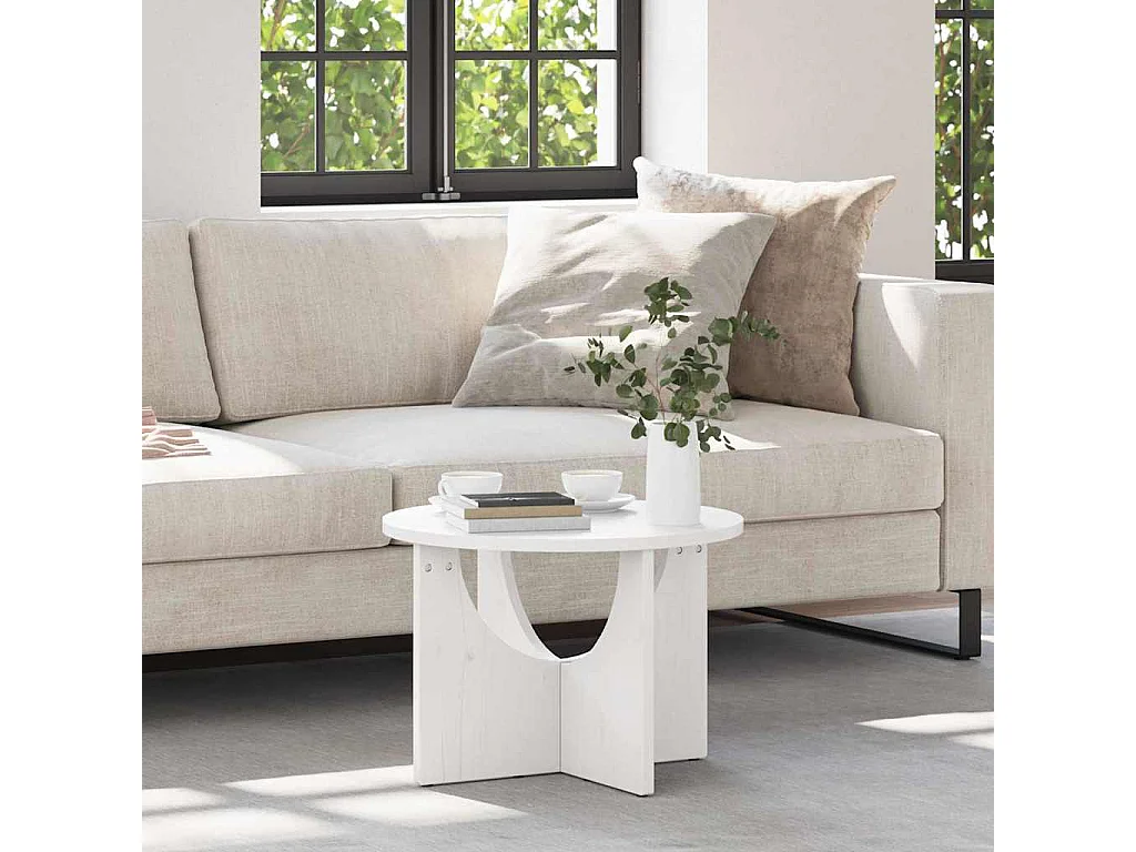 Table basse Blanc 50 x 50 x 35 cm Bois massif en pin