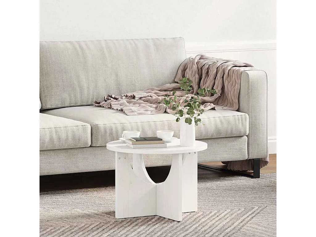 Table basse Blanc 50 x 50 x 35 cm Bois massif en pin