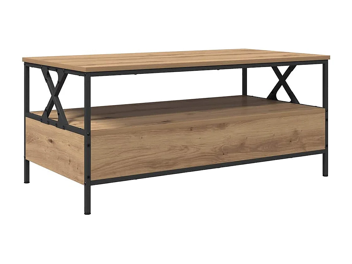 Table basse chêne artisanal 100 x 51 x 45 cm Bois d'ingénierie