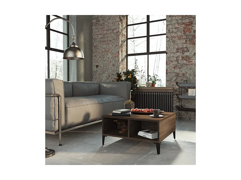 Table basse chêne marron 60x60x30 cm bois d'ingénierie