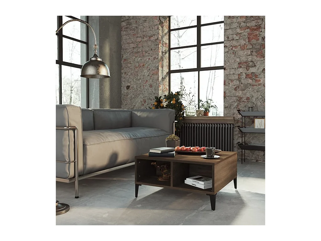 Table basse chêne marron 60x60x30 cm bois d'ingénierie