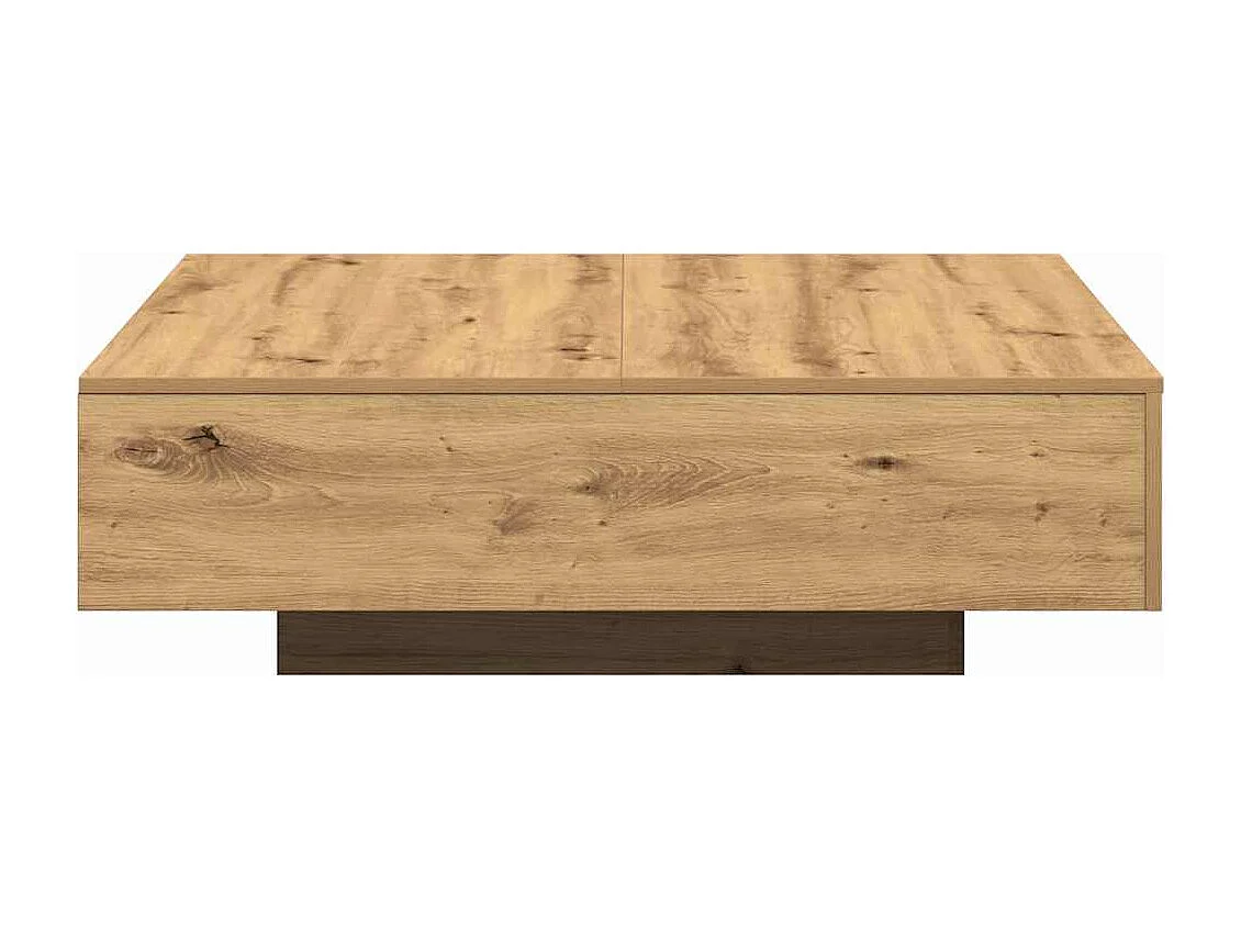 Table basse chêne artisanal 100 x 100 x 31 cm Bois d'ingénierie