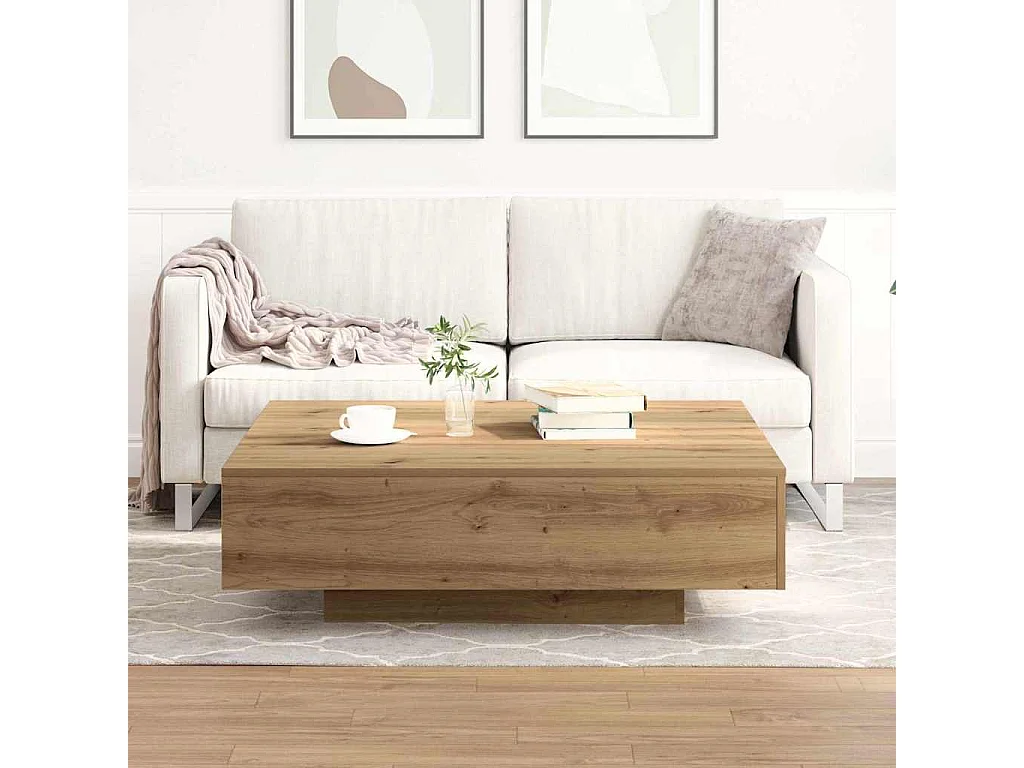 Salontafel artisanaal eikenkleurig 100 x 100 x 31 cm