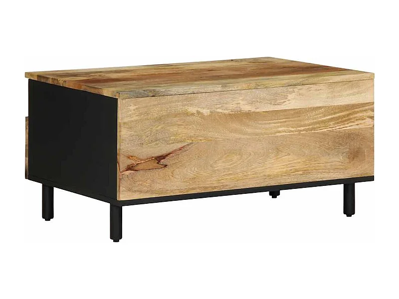 Table basse noir 80x54x40 cm bois massif de manguier brut