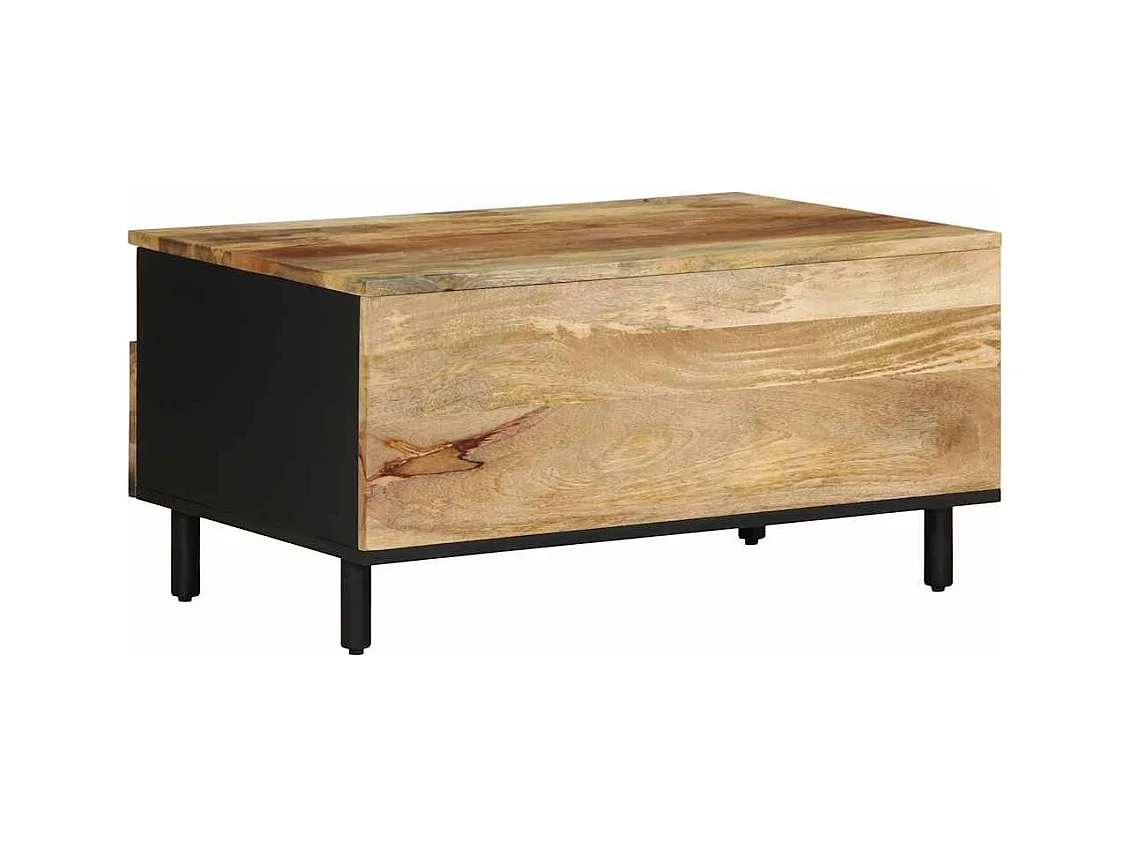 Table basse noir 80x54x40 cm bois massif de manguier brut