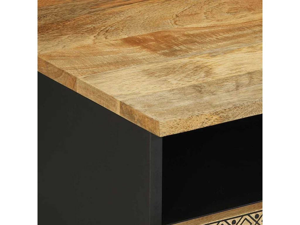 Table basse noir 80x54x40 cm bois massif de manguier brut