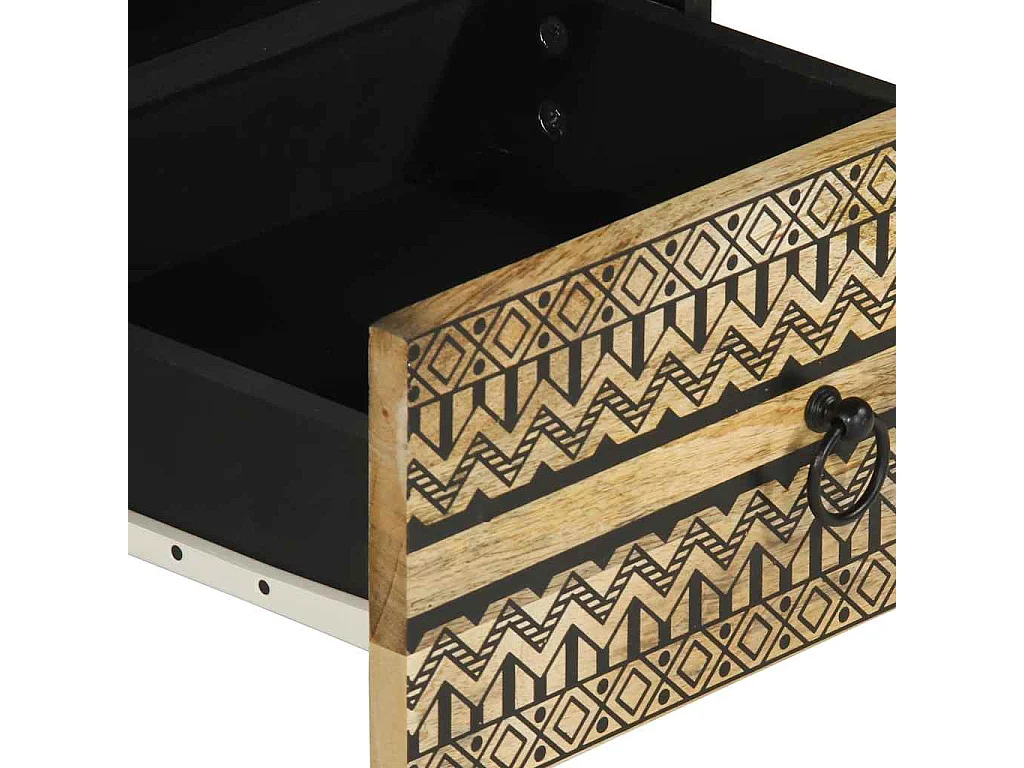 Table basse noir 80x54x40 cm bois massif de manguier brut