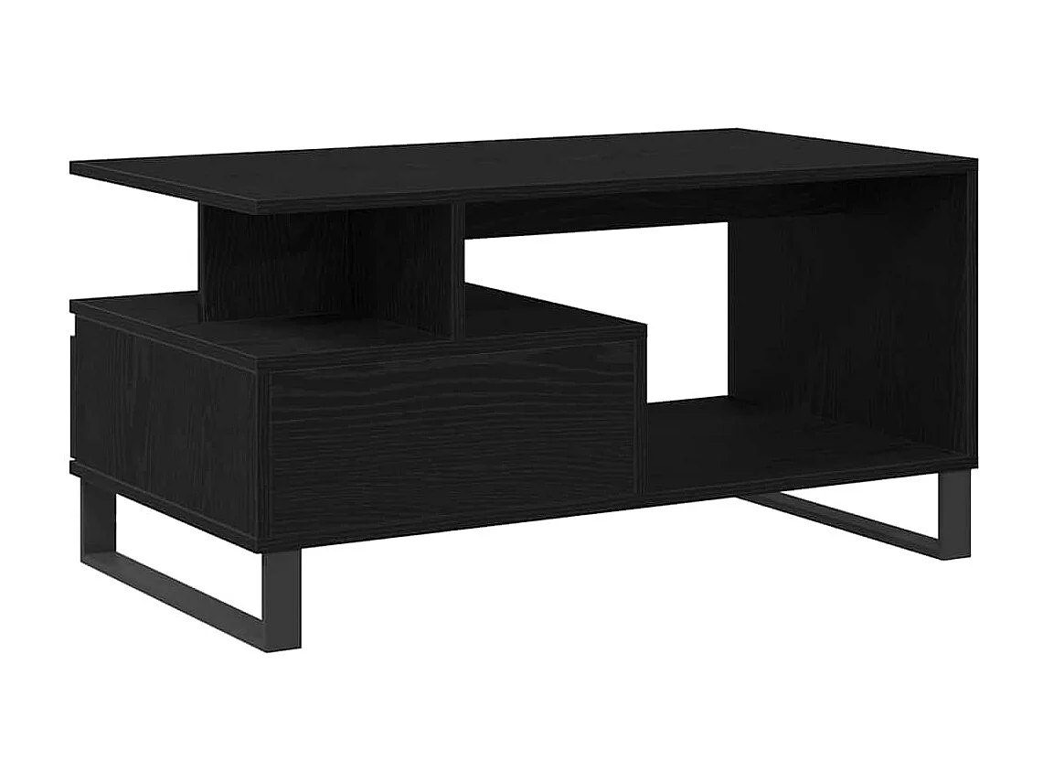 Salontafel with Drawer Zwart eiken 90 x 49 x 45 cm Bewerkt hout