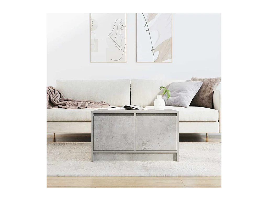 Mesa de centro con cajones gris hormigón 70,5x70x40 cm