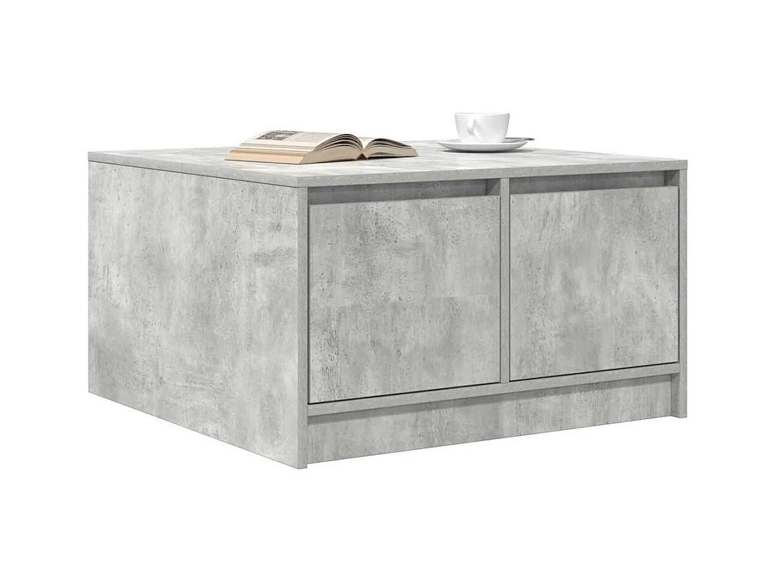 Mesa de centro con cajones gris hormigón 70,5x70x40 cm