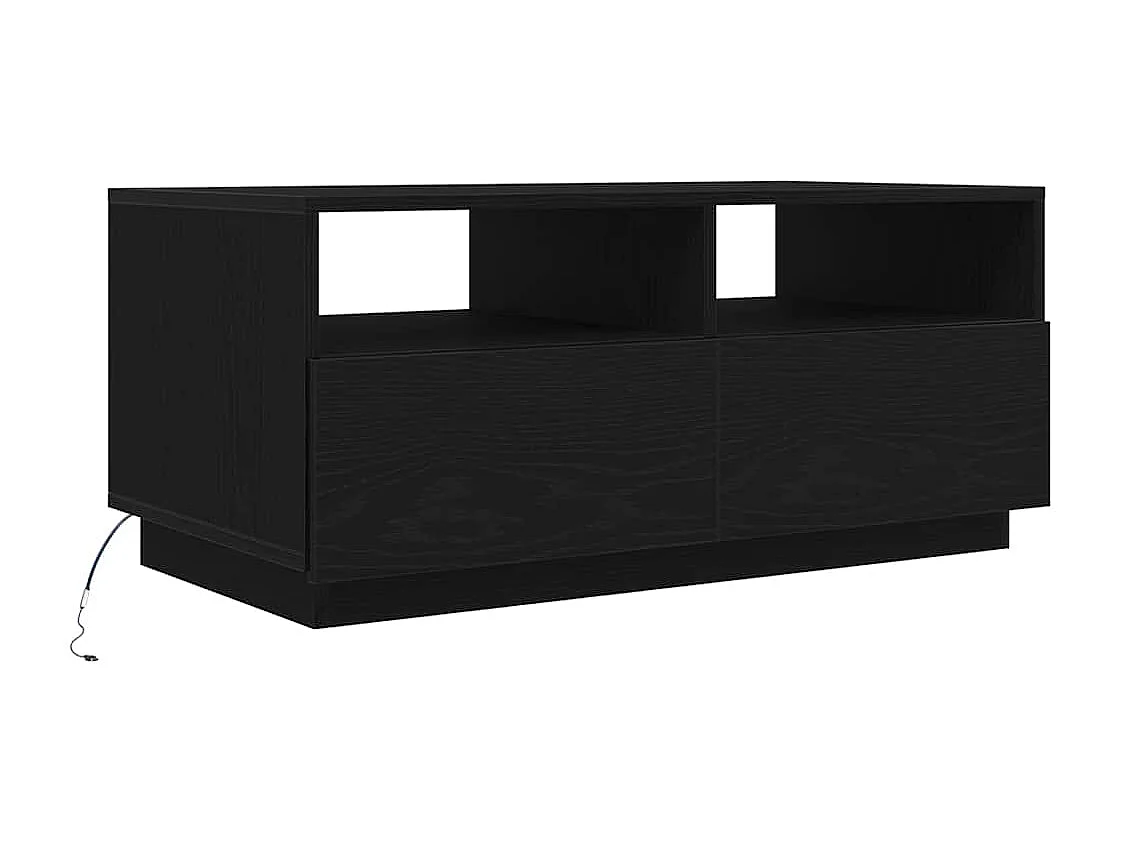 Table basse avec lumières LED chêne noir 90x49x40 cm