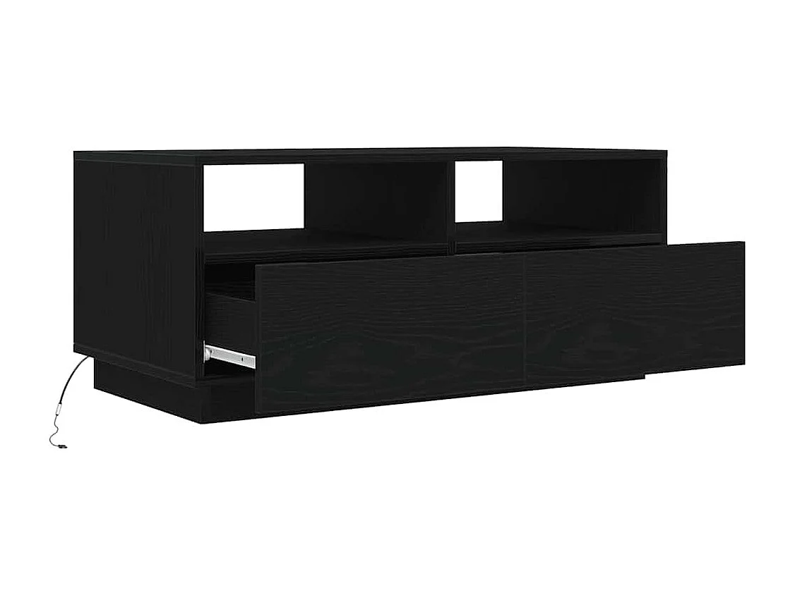 Table basse avec lumières LED chêne noir 90x49x40 cm