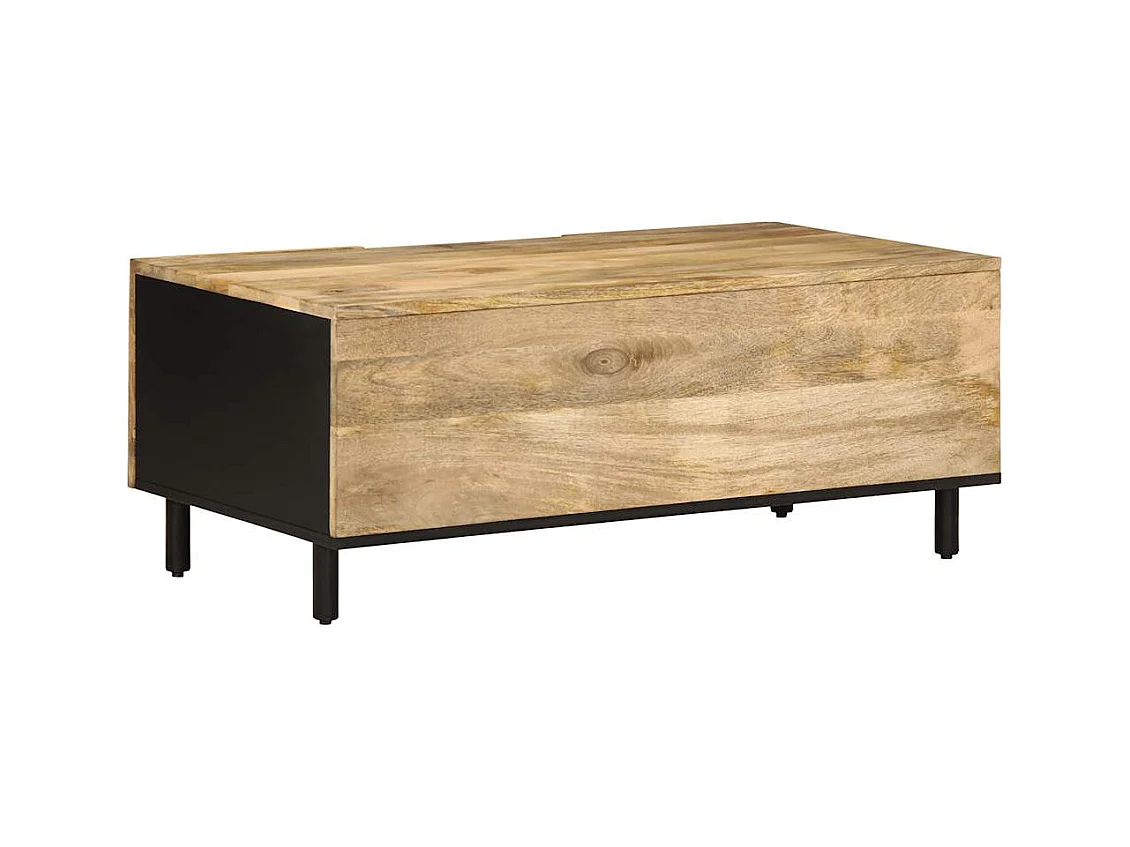 Mesa centro 100x54x40 cm madeira mangueira áspera maciça preto