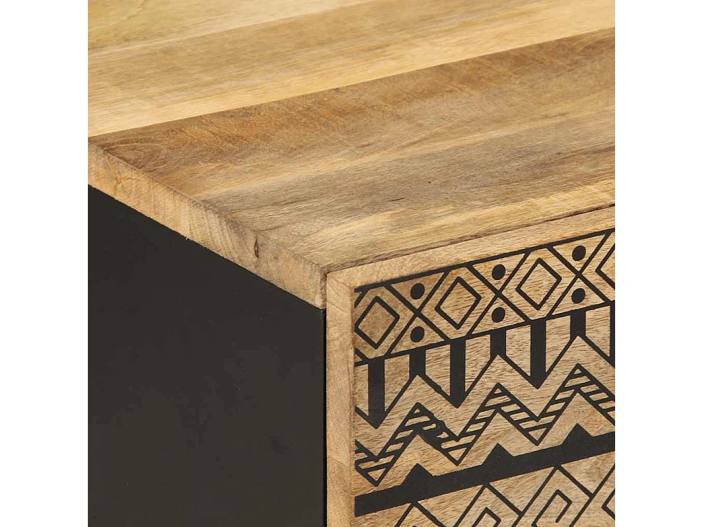 Mesa centro 100x54x40 cm madeira mangueira áspera maciça preto