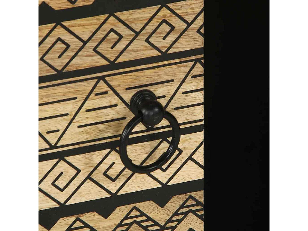 Mesa centro 100x54x40 cm madeira mangueira áspera maciça preto