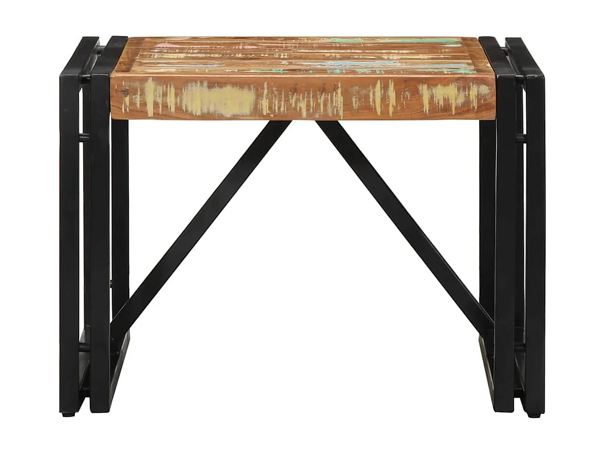 Mesa de centro multicolor 50x50x35 cm madera maciza reciclada