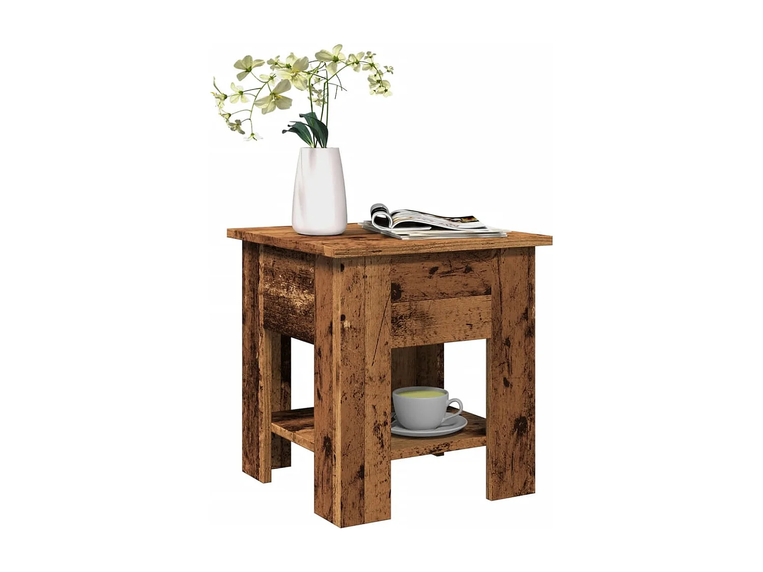 Table basse vieux bois 40x40x42 cm bois d'ingénierie