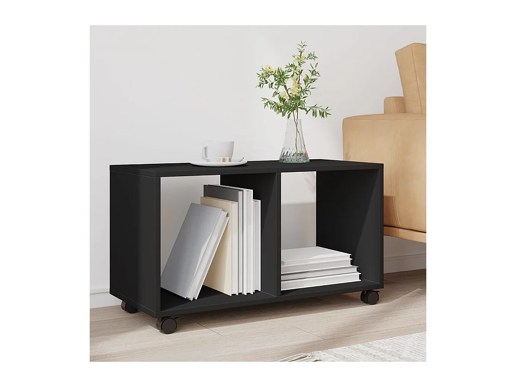 Móvel com rodas 72x33x42,5 cm derivados de madeira preto