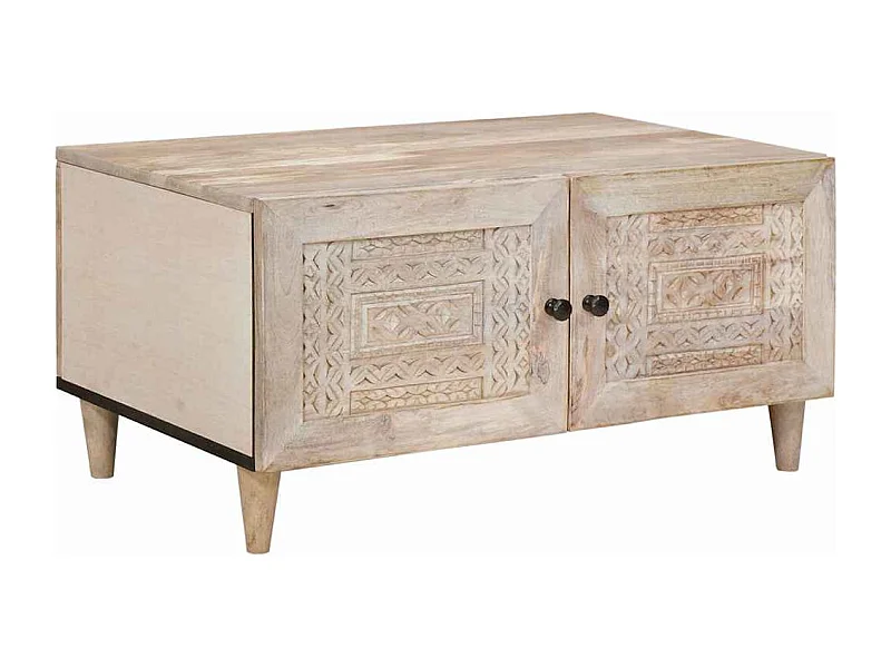 Mesa de centro Bege 80 x 50 x 40 cm Madeira de mangueira maciça