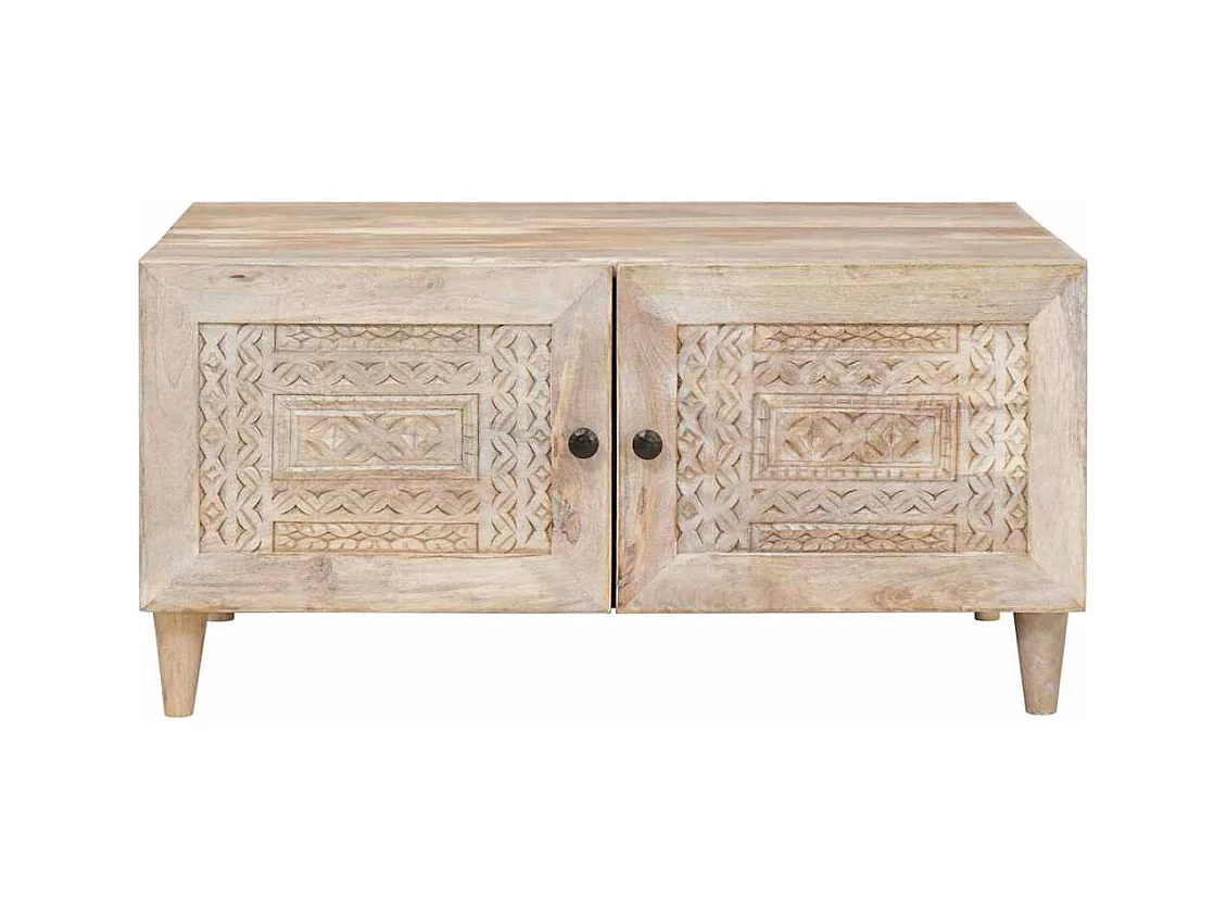 Table basse Beige 80 x 50 x 40 cm bois de manguier massif