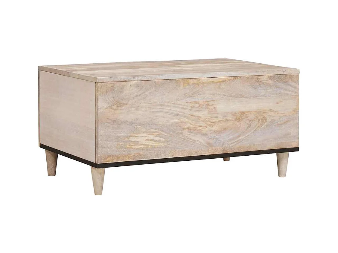 Table basse Beige 80 x 50 x 40 cm bois de manguier massif