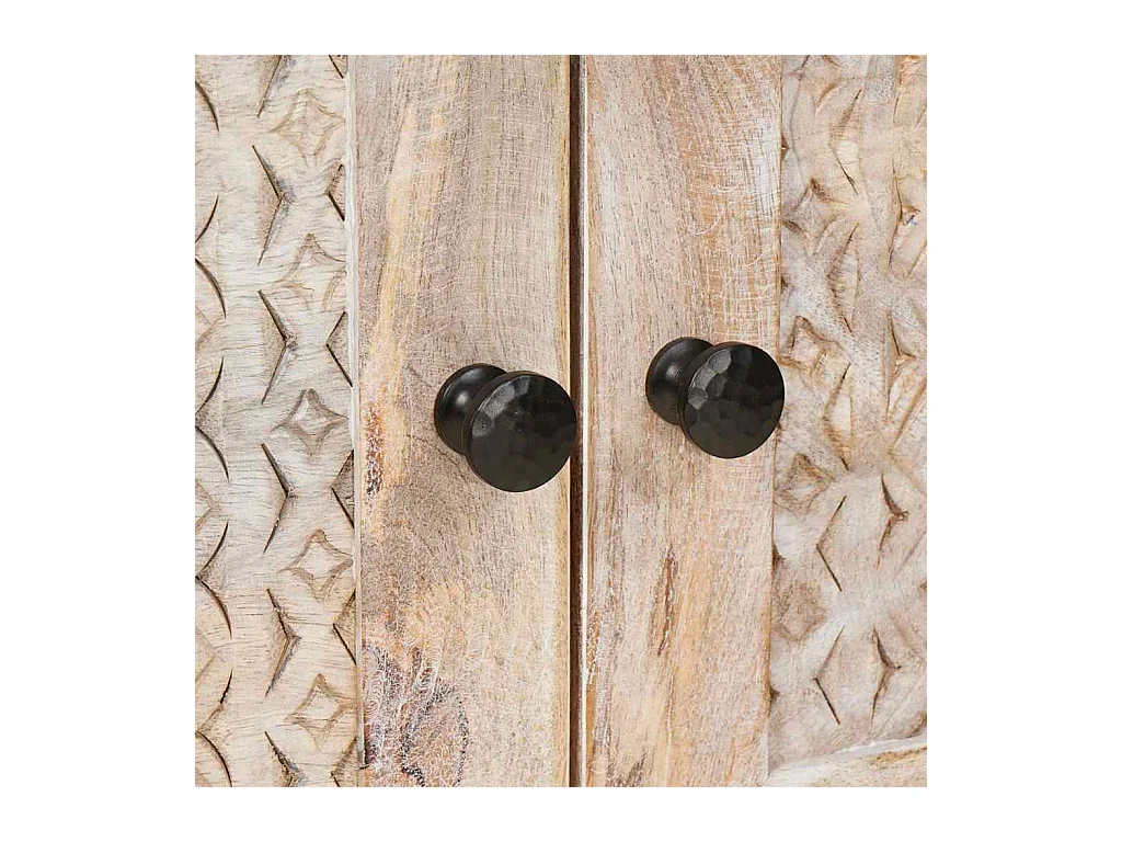 Table basse Beige 80 x 50 x 40 cm bois de manguier massif