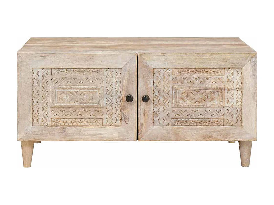 Mesa de centro Bege 80 x 50 x 40 cm Madeira de mangueira maciça