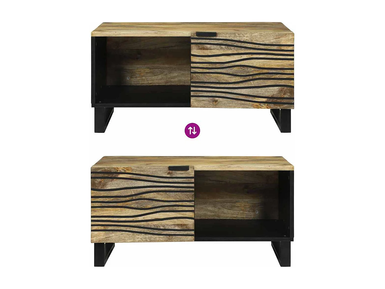 Table basse Marron et Noir 80 x 50 x 40 cm