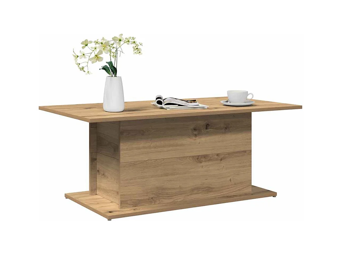 Table basse chêne artisanal 102x55,5x40 cm bois d'ingénierie