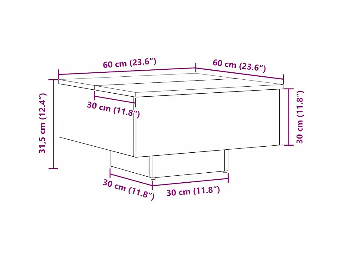 Table basse Chêne noir 60 x 60 x 31,5 cm Bois d'ingénierie