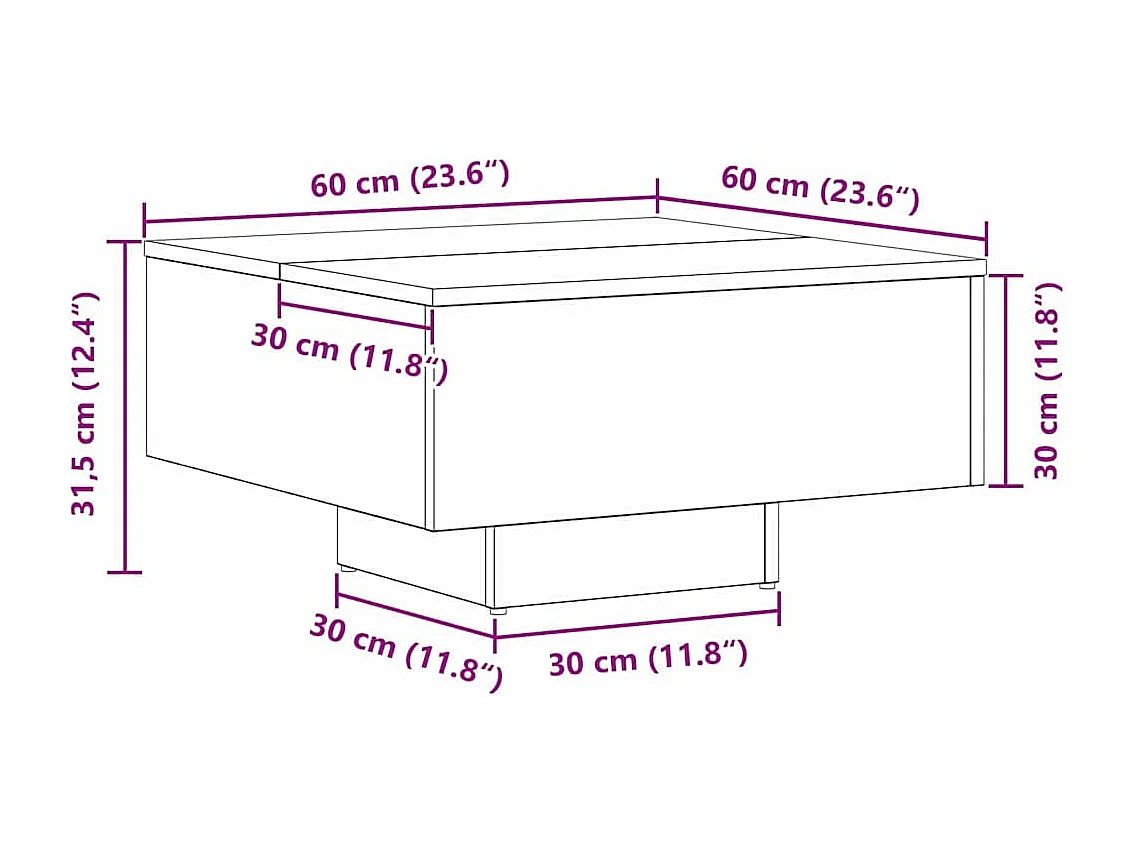 Mesa de Café Roble negro 60 x 60 x 31.5 cm Madera contrachapada