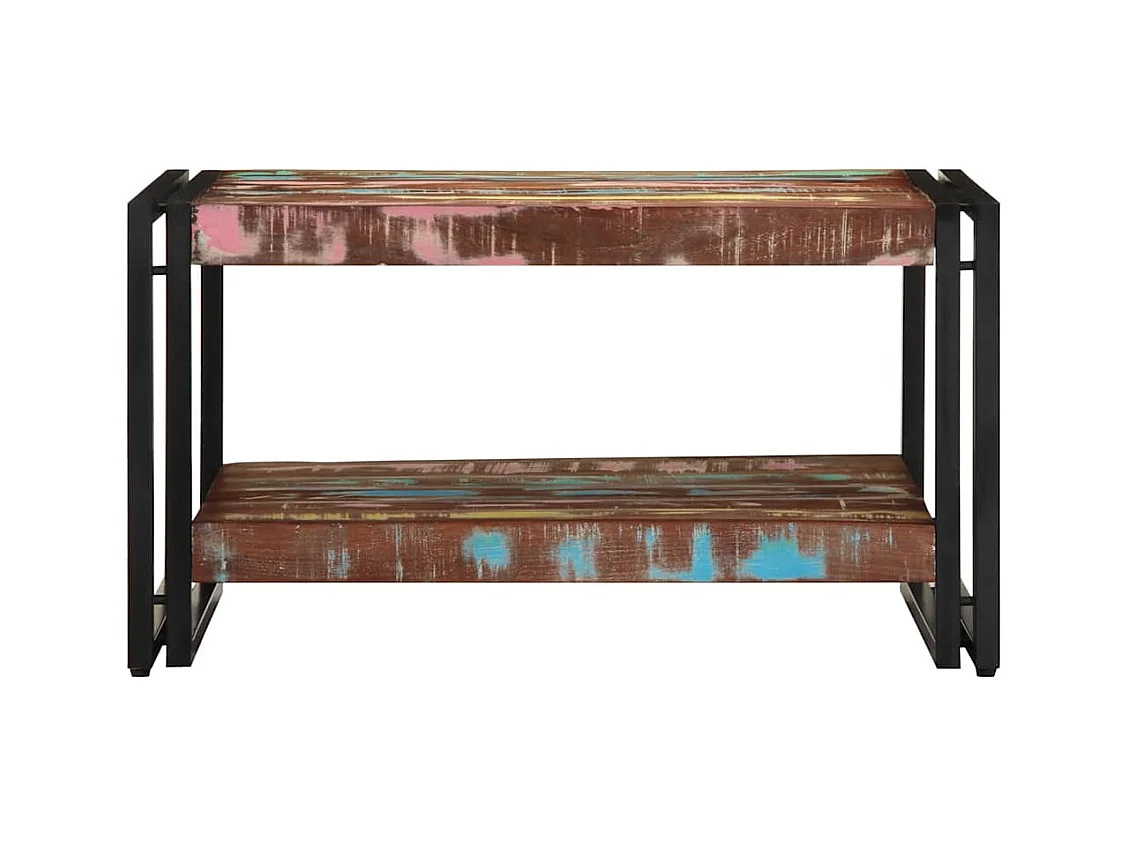 Table basse multicolore 70x50x38 cm bois de récupération massif