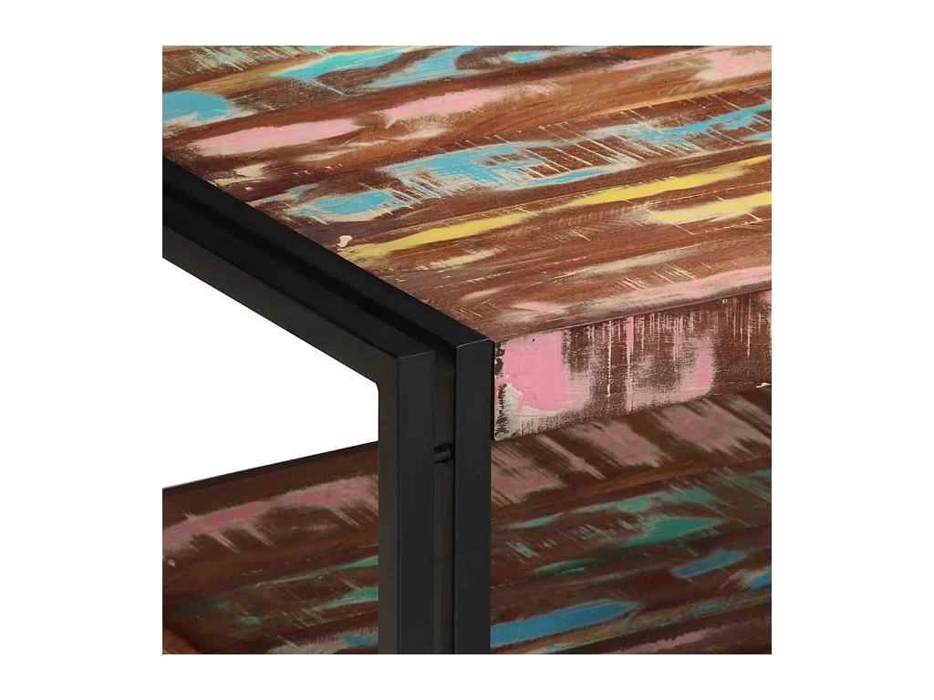 Table basse multicolore 70x50x38 cm bois de récupération massif