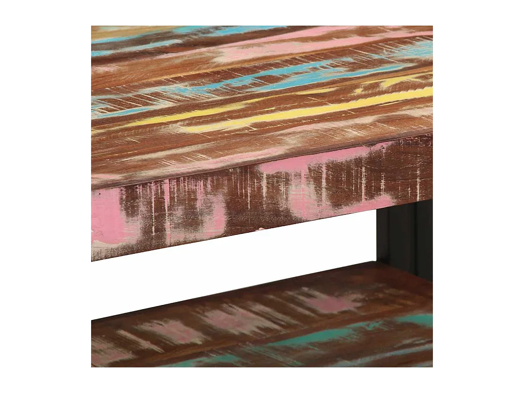 Table basse multicolore 70x50x38 cm bois de récupération massif