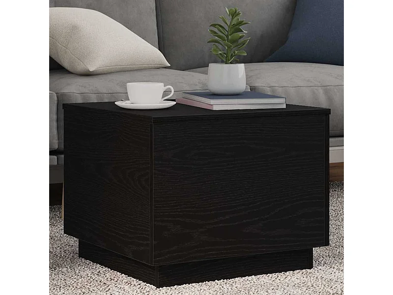 Table basse avec lumières LED chêne noir 50x50x40 cm