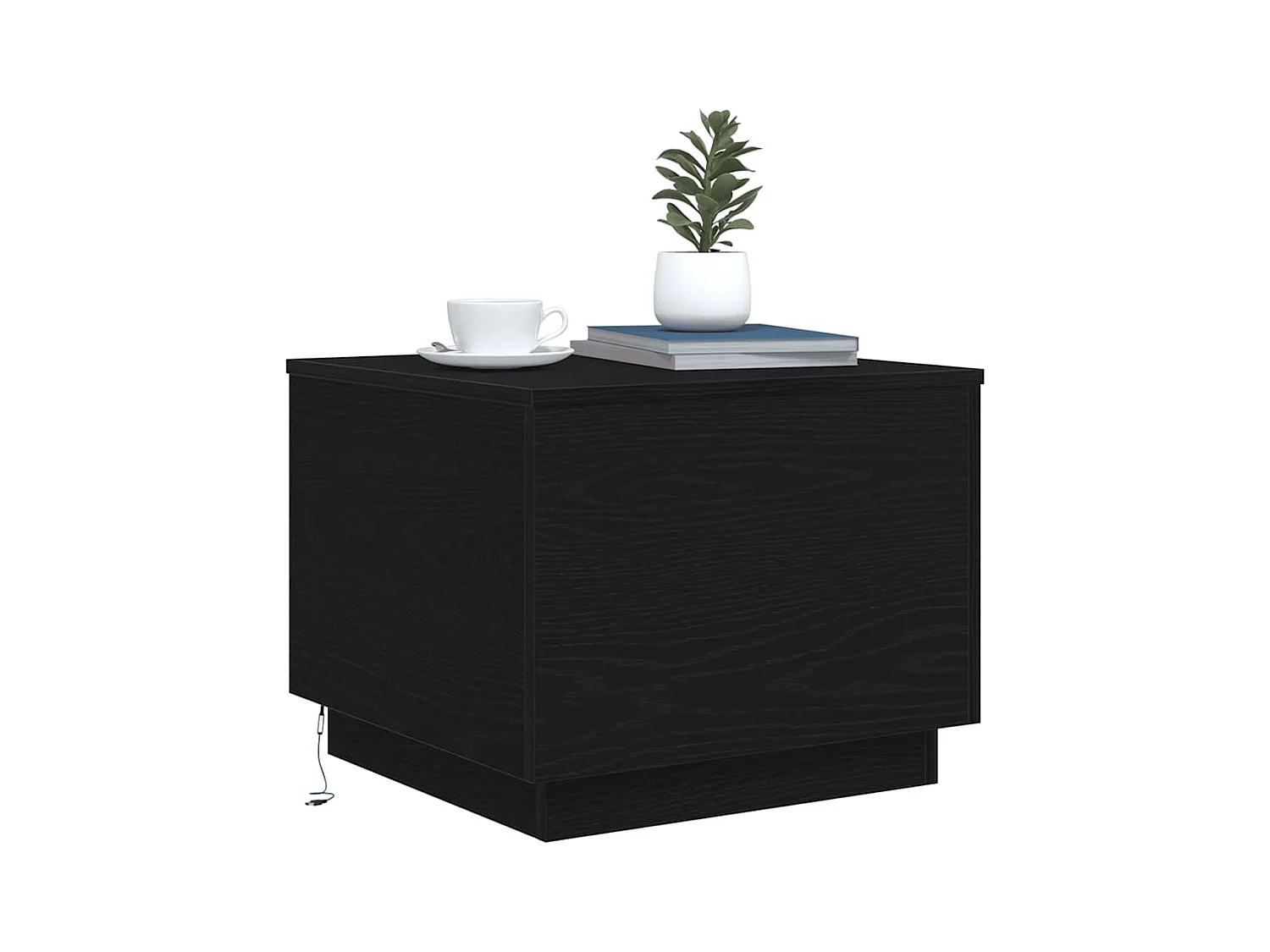 Table basse avec lumières LED chêne noir 50x50x40 cm