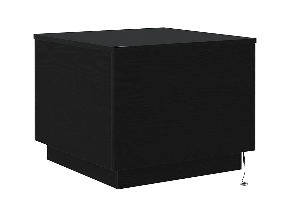 Table basse avec lumières LED chêne noir 50x50x40 cm