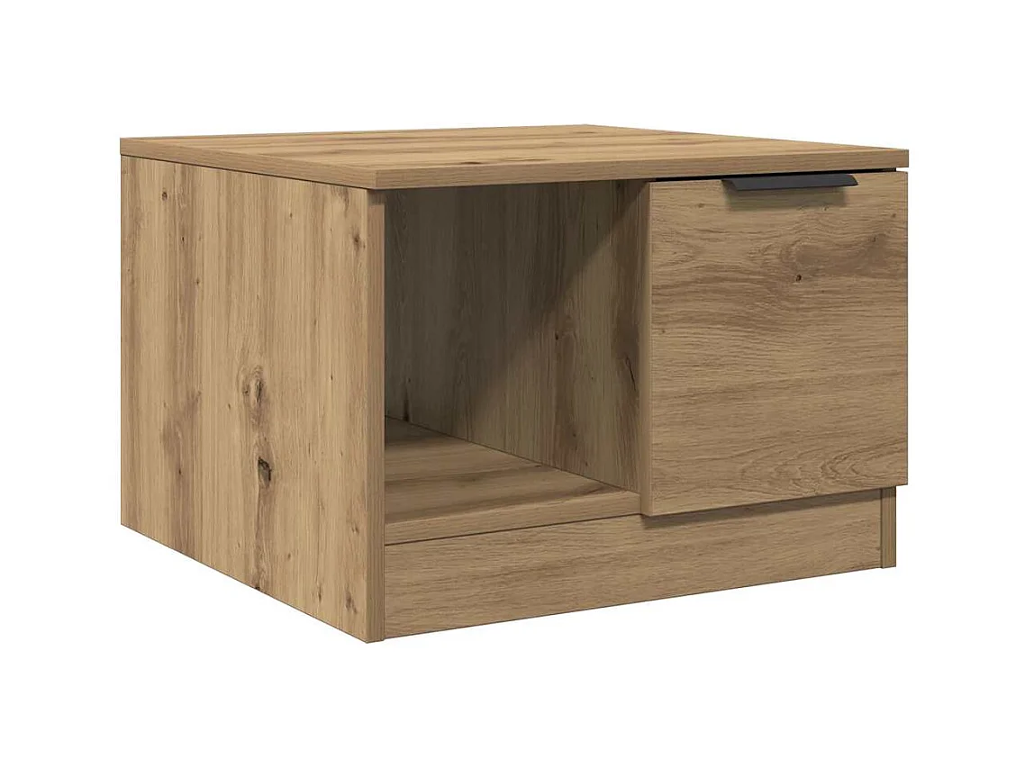 Table basse chêne artisanal 50x50x36 cm bois d'ingénierie