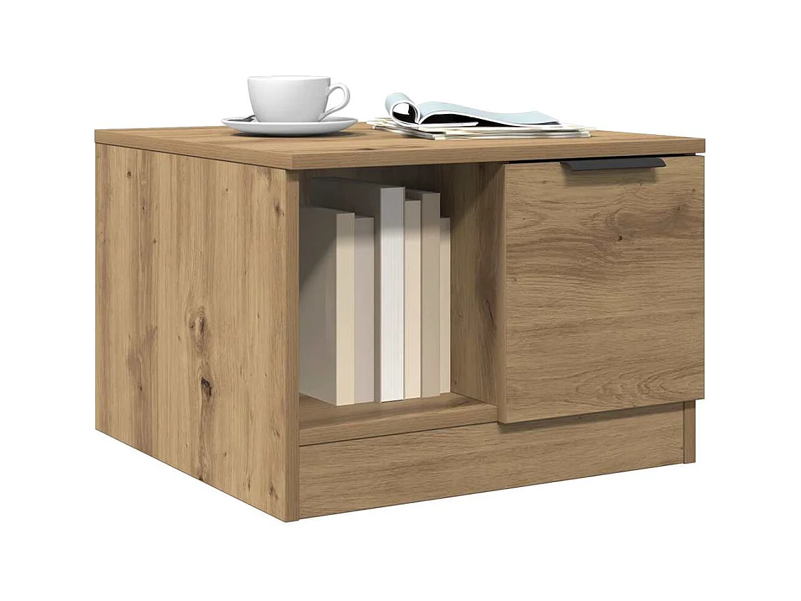 Table basse chêne artisanal 50x50x36 cm bois d'ingénierie