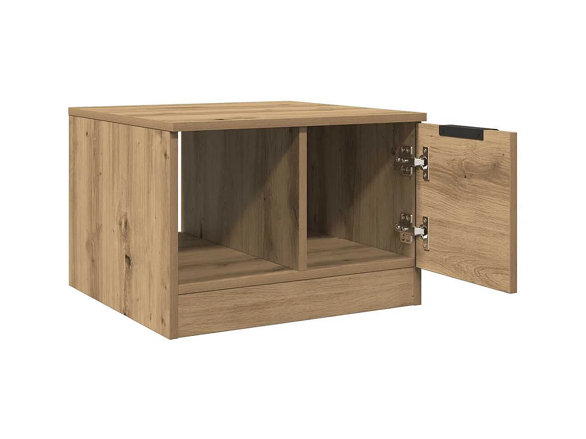 Table basse chêne artisanal 50x50x36 cm bois d'ingénierie