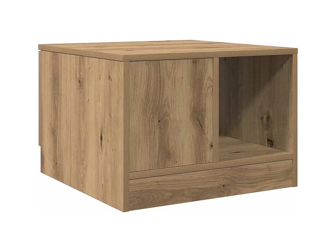 Table basse chêne artisanal 50x50x36 cm bois d'ingénierie