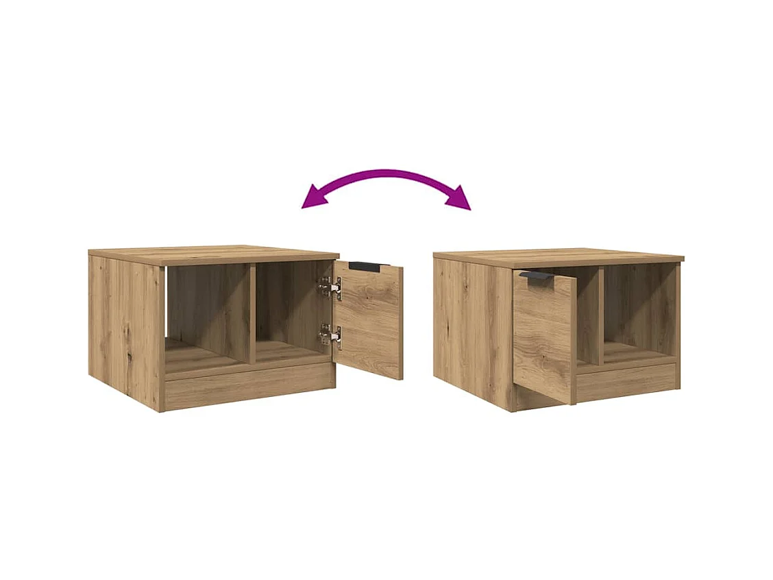 Table basse chêne artisanal 50x50x36 cm bois d'ingénierie