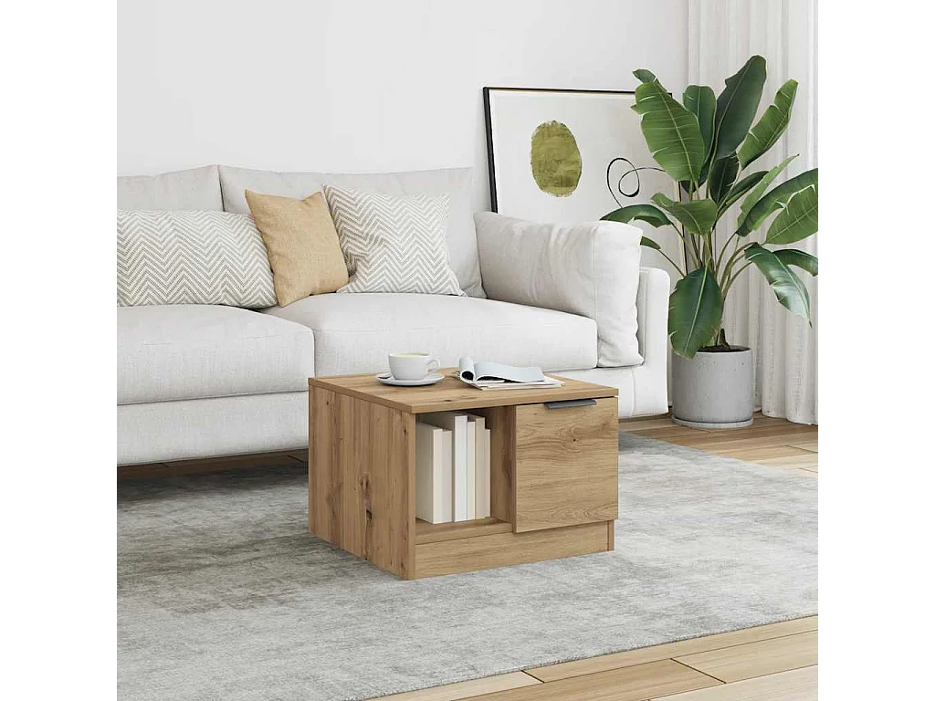 Salontafel 50x50x36 cm bewerkt hout artisanaal eikenkleur