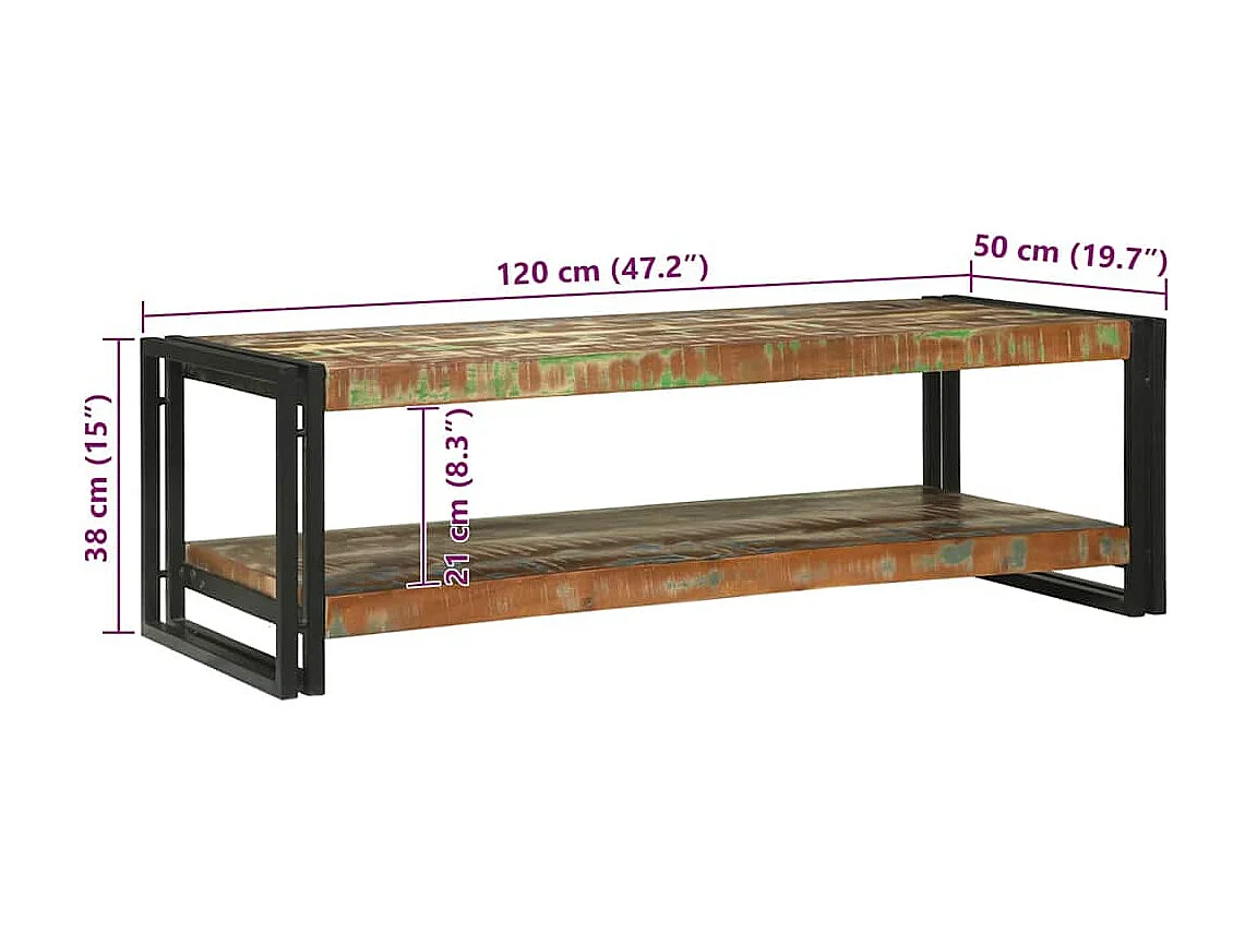 Salontafel Multikleur 120 x 50 x 38 cm massief gerecycled hout