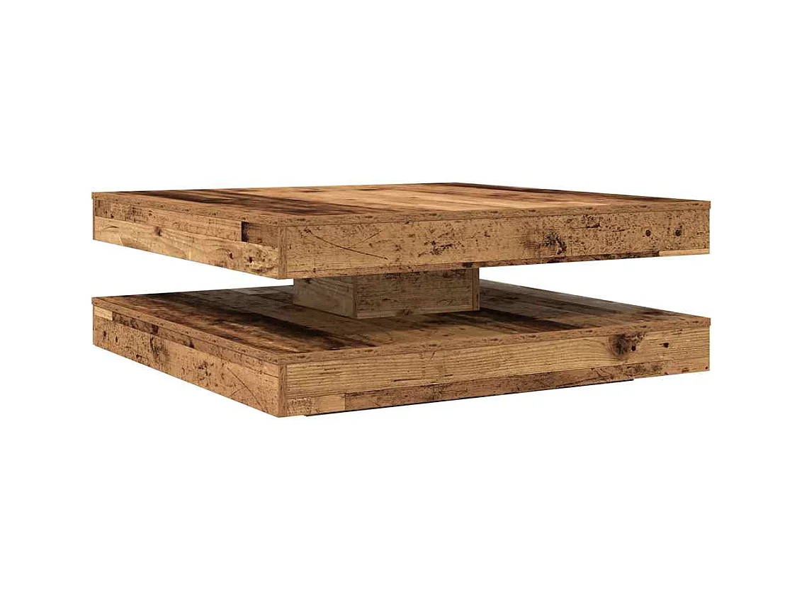 Table basse rotative à 360 degrés vieux bois 90x90x34,5 cm