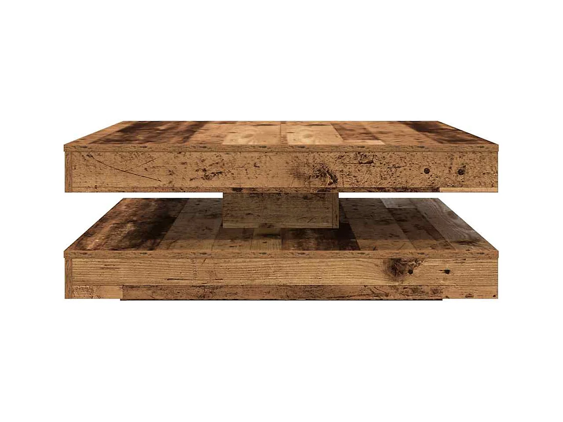 Table basse rotative à 360 degrés vieux bois 90x90x34,5 cm