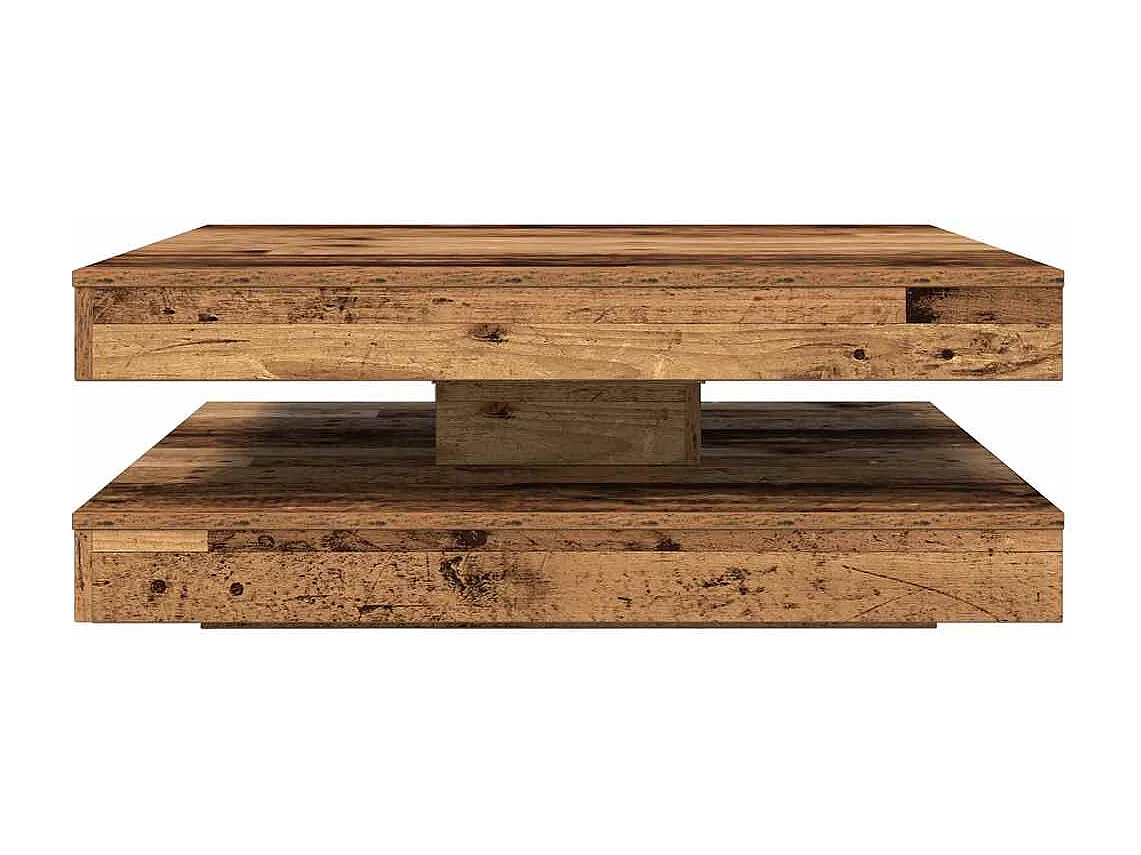 Table basse rotative à 360 degrés vieux bois 90x90x34,5 cm